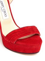 Detail View -Click To Enlarge 'Kaytrin 120' ankle tie pleat suede platform sandals