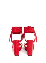 Back View -Click To Enlarge 'Kaytrin 120' ankle tie pleat suede platform sandals