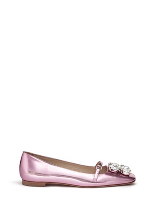 Main View - Click To Enlarge Main View - Click To Enlarge - Frances Valentine - 'Josephine' Swarovski crystal metallic leather flats