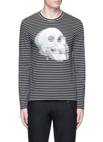 Main View -Click To Enlarge Optic skull print stripe jersey T-shirt