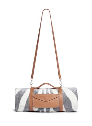 Main View - Click To Enlarge Main View - Click To Enlarge - Maslin & Co - Zebra stripe jacquard beach towel and leather carrier set