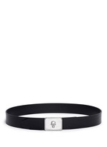 Main View -Click To Enlarge Skull plaque buckle leather belt