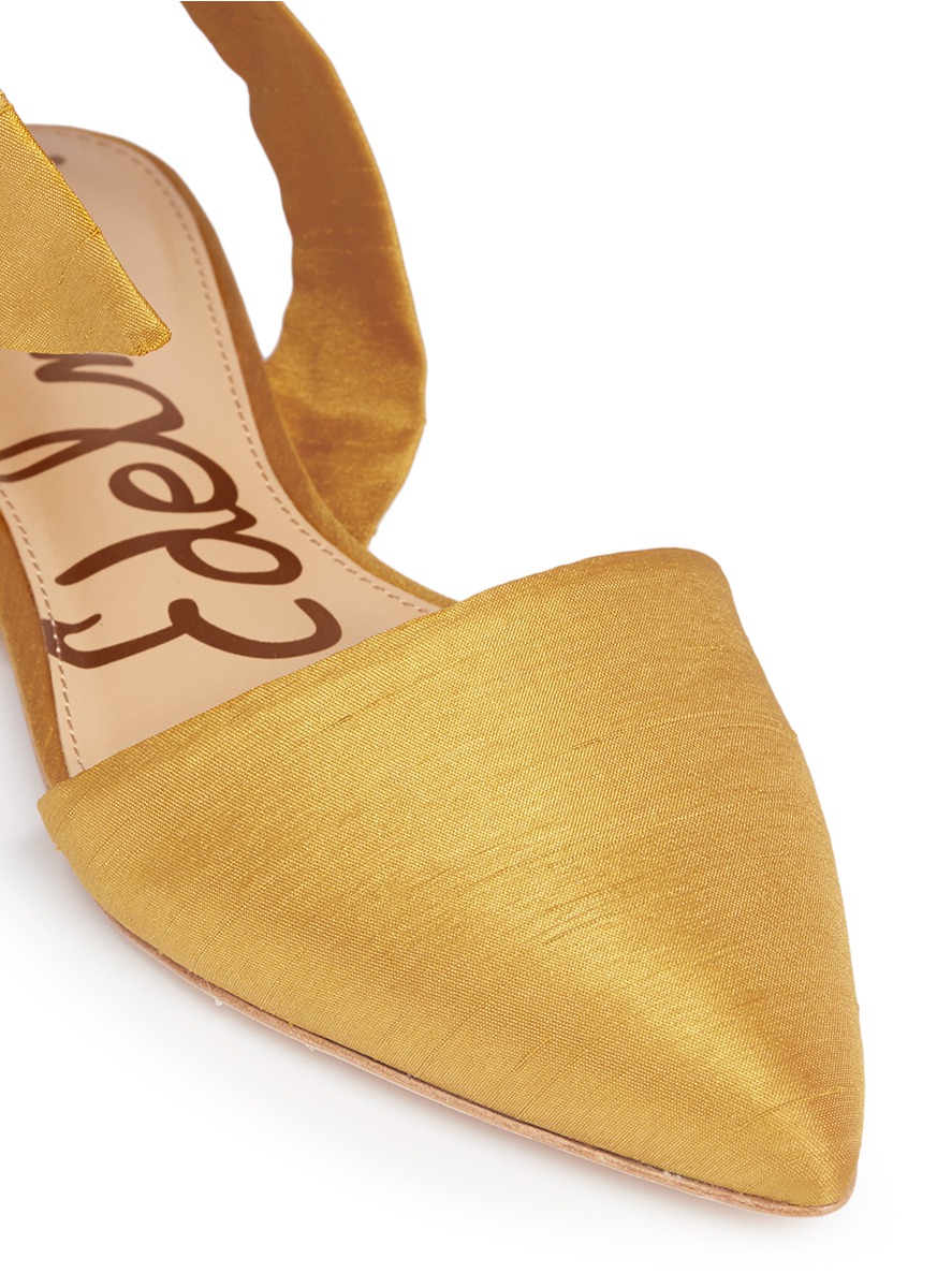 yellow satin flats