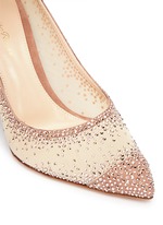 Detail View -Click To Enlarge Suede trim strass pavé sheer mesh pumps
