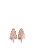 Back View -Click To Enlarge Suede trim strass pavé sheer mesh pumps