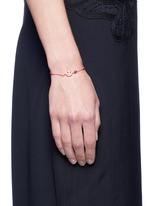 Figure View -Click To Enlarge 'Smitten Hearts' 18k rose gold charm cord bracelet