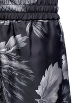 Detail View -Click To Enlarge 'Callisto' greyscale leaf print silk pyjama pants