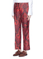 Front View -Click To Enlarge 'Zeus' paisley print silk pyjama pants