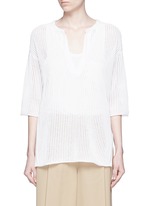 Main View -Click To Enlarge 'Limtally B' drawstring V-neck open knit top