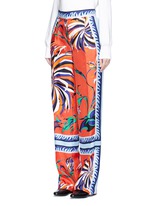 Front View -Click To Enlarge Cactus flower print silk pyjama pants