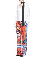Figure View -Click To Enlarge Cactus flower print silk pyjama pants