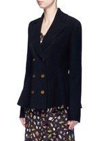 Front View -Click To Enlarge Wool-cashmere blend knit peplum jacket