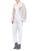 Figure View -Click To Enlarge Jersey sleeve shearling jacket