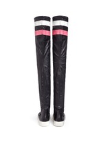 Back View -Click To Enlarge 'E-high' stripe leather thigh high sneaker boots