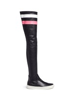 Main View -Click To Enlarge 'E-high' stripe leather thigh high sneaker boots