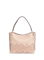 Back View -Click To Enlarge 'Zoey' floral perforated leather tote