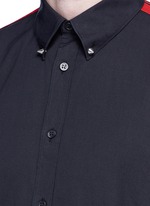 Detail View -Click To Enlarge 'Brad Pitt' grosgrain stripe stud cotton shirt