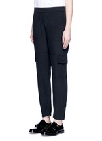 Front View -Click To Enlarge 'Hamtana' elastic waist silk habotai cargo pants