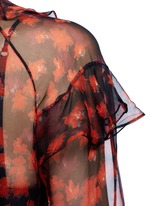 Detail View -Click To Enlarge Ruffle floral print silk chiffon blouse