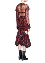 Back View -Click To Enlarge Ruffle floral print silk chiffon blouse