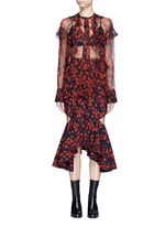Main View -Click To Enlarge Ruffle floral print silk chiffon blouse