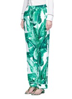 Front View -Click To Enlarge Banana leaf print silk pyjama pants