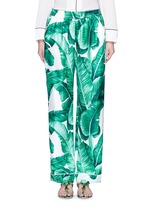 Main View -Click To Enlarge Banana leaf print silk pyjama pants