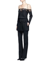 Figure View -Click To Enlarge Belted apron front twill skirt