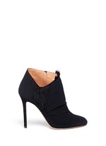 Main View -Click To Enlarge Asymmetric fringe suede booties