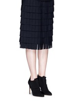 Figure View -Click To Enlarge Asymmetric fringe suede booties