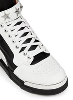 Detail View -Click To Enlarge 'Tyson' high top star stud leather sneakers