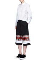 Figure View -Click To Enlarge Textured tartan colourblock culottes