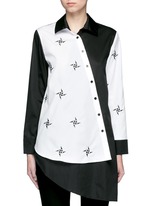 Main View -Click To Enlarge Embroidered windmill colourblock asymmetric front shirt