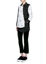 Figure View -Click To Enlarge Embroidered windmill colourblock asymmetric front shirt