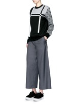 Figure View -Click To Enlarge Wide leg wool blend cropped pants