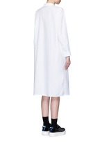 Back View -Click To Enlarge Woven ribbon pocket long cotton shirt dress