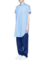 Figure View -Click To Enlarge Open sleeve stripe shirt