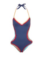 Main View -Click To Enlarge 'Tasmin Mono' crochet trim one-piece swimsuit