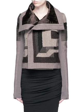 首图 - 点击放大 首图 - 点击放大 - RICK OWENS - 拼色补丁设计混羊毛夹克