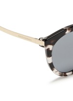 Detail View -Click To Enlarge Metal temple tortoiseshell acetate round sunglasses