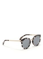 Figure View -Click To Enlarge Metal temple tortoiseshell acetate round sunglasses