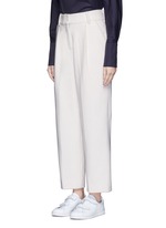 Front View -Click To Enlarge Pleated wide leg felted wool trousers