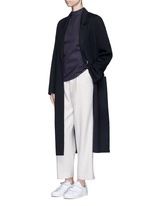 Figure View -Click To Enlarge Pleated wide leg felted wool trousers