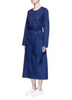 Front View -Click To Enlarge 'Out' belted cotton-tencel dress