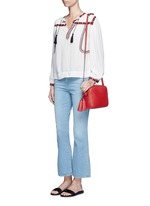 Figure View -Click To Enlarge 'Thea' pebbled leather crossbody tassel bag