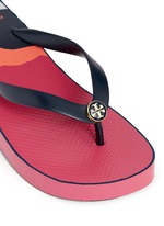 Detail View -Click To Enlarge 'Thandie' print wedge flip flops
