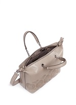 Detail View -Click To Enlarge 'Zoey' small floral cutout perforated leather satchel