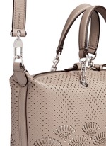 Detail View -Click To Enlarge 'Zoey' small floral cutout perforated leather satchel