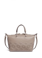 Back View -Click To Enlarge 'Zoey' small floral cutout perforated leather satchel