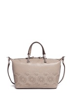 Main View -Click To Enlarge 'Zoey' small floral cutout perforated leather satchel